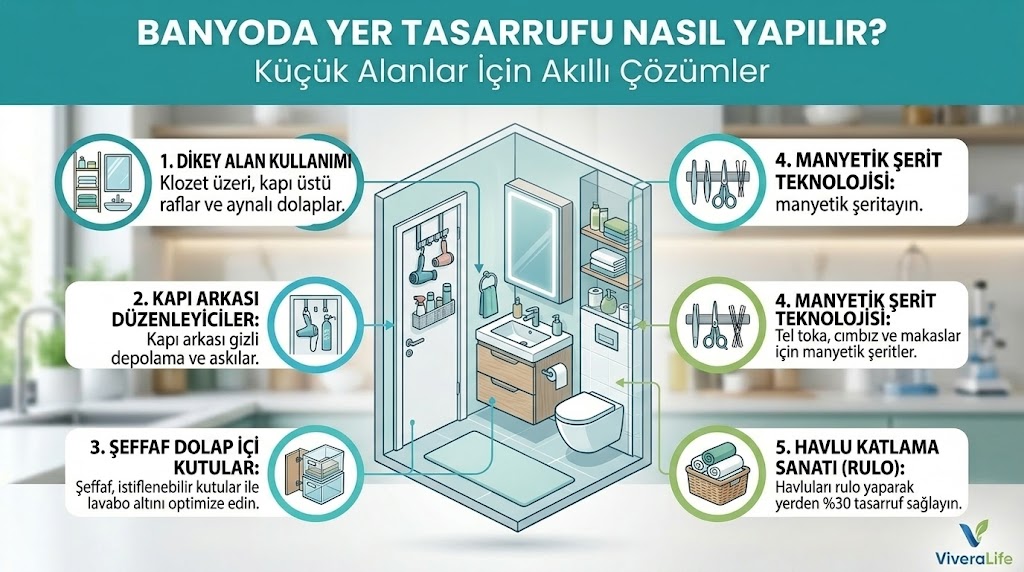 Banyoda Yer Tasarrufu Nasıl Yapılır? Küçük Alanlar İçin Akıllı Çözümler
